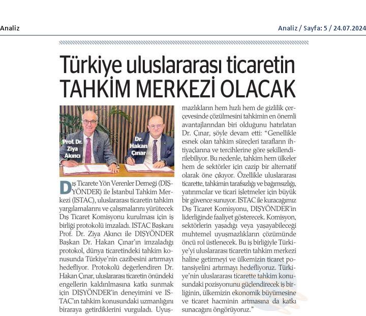 Analiz Turkiye Tahkim Merkezi Olacak 24.07.2024