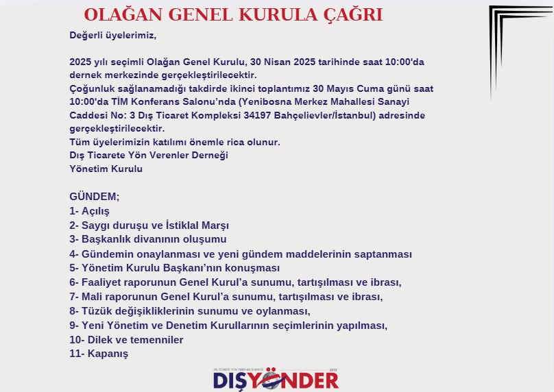 2025 yılı seçimli Olağan Genel Kurulu